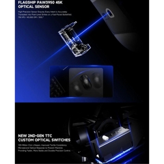 Chuột Gaming Không Dây RAWM Leviathan V4, Dual 8K Rate, MCU Nordic nRF54L15, DPI 45000