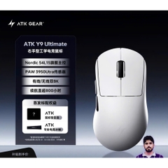 Chuột Gaming Không Dây Ergonomic ATK Y9 Dula 8K Polling Rate Paw 3950 Form Tay Phải