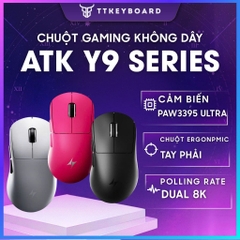 Chuột Gaming Không Dây Ergonomic ATK Y9 Dula 8K Polling Rate Paw 3950 Form Tay Phải