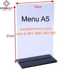 Menu Mica A5 Đế Gập Chữ T