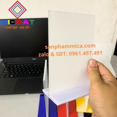 Menu Mica Để Bàn A6 Đế Lùa 2 Mặt Trong Suốt