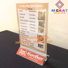 Bảng Menu Mica Tam Giác Đế Rời