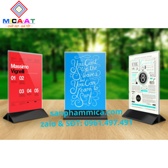 Bảng Menu Mica Tam Giác Đế Rời