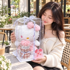 Sét quà tặng gấu bông baby three, lena, kuromi. gấu bông quà tặng đựng trong hộp trong suốt quà tặng cute
