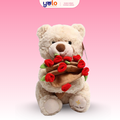 TEDDY ÔM HOA SIÊU DỄ THƯƠNG – QUÀ TẶNG NGỌT NGÀO
