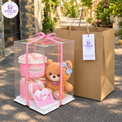 Sét quà tặng gấu bông baby three, lena, kuromi. gấu bông quà tặng đựng trong hộp trong suốt quà tặng cute