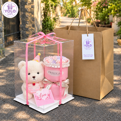 Sét quà tặng gấu bông baby three, lena, kuromi. gấu bông quà tặng đựng trong hộp trong suốt quà tặng cute
