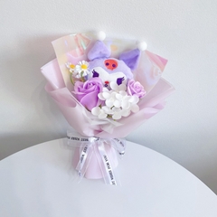 Hoa gấu bông bó siêu cute, bó hoa gấu bông tặng kèm túi đèn