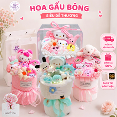 Bó hoa gấu bông siêu dễ thương.sét hoa quà tặng sinh nhật , 14/2 , 8/3