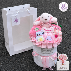 Bó hoa gấu bông siêu dễ thương.sét hoa quà tặng sinh nhật , 14/2 , 8/3
