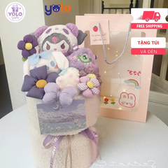 Bó hoa gấu bông siêu dễ thương.sét hoa quà tặng sinh nhật , 14/2 , 8/3 (tặng kèm túi và đèn nhấp nháy)