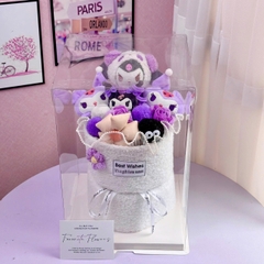 Bó hoa gấu bông kèm hộp mika siêu dễ thương làm quà tặng bạn bè người yêu