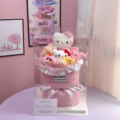 Bó hoa gấu bông kèm hộp mika siêu dễ thương làm quà tặng bạn bè người yêu