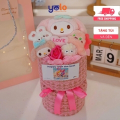 Bó hoa gấu bông siêu dễ thương.sét hoa quà tặng