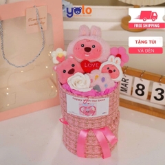 Bó hoa gấu bông siêu dễ thương.sét hoa quà tặng sinh nhật , 14/2 , 8/3