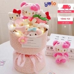 Bó hoa gấu bông siêu dễ thương.sét hoa quà tặng sinh nhật , 14/2 , 8/3 (tặng kèm túi và đèn nhấp nháy)