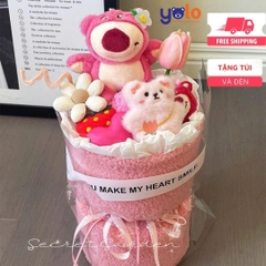 Bó hoa gấu bông siêu dễ thương.sét hoa quà tặng