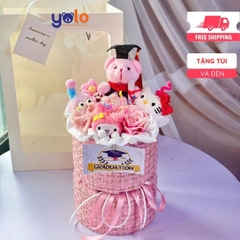 Bó hoa gấu bông siêu dễ thương.sét hoa quà tặng sinh nhật , 14/2 , 8/3