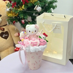 Bó hoa gấu bông siêu dễ thương.sét hoa quà tặng sinh nhật , 14/2 , 8/3