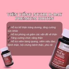 Viên Uống Biotin 10000 90 viên của Nutri D-Day Kích Thích Mọc Tóc, Ngăn Ngừa Rụng Tóc