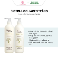 Dầu gội xả Biotin Collagen Voudioty 500ml - 1000ml chống rụng tóc, phục hồi , giảm gàu, kiểm soát dầu (tròn)
