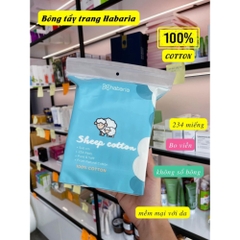 Bông Tẩy Trang Cừu Habaria Sheep 100% Cotton Bịch 234 Miếng, Mềm Mại, Dày Dặn myphambamboo