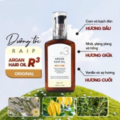 Tinh dầu dưỡng tóc Raip Argan Hair Oil R3 100ml - Tăng cường độ ẩm, phục hồi hư tổn cho mọi loại tóc