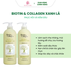 Dầu gội xả Biotin Collagen Voudioty 500ml - 1000ml chống rụng tóc, phục hồi , giảm gàu, kiểm soát dầu (tròn)