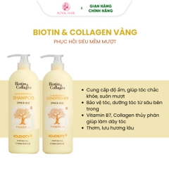 Dầu gội xả Biotin Collagen Voudioty 500ml - 1000ml chống rụng tóc, phục hồi , giảm gàu, kiểm soát dầu (tròn)