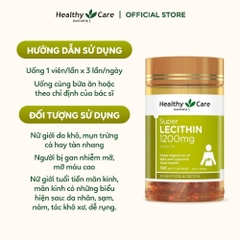 Mầm đậu nành Healthy Care Super Lecithin 1200mg của Úc 100V điều hòa nội tiết cải thiện sinh lý nữ