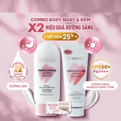 Combo Dưỡng Thể Ngày&Đêm X2 Dưỡng Da Sáng Hồng Body Whisis Premium Collagen + Glutathione Whitening Body Lotion 200ml