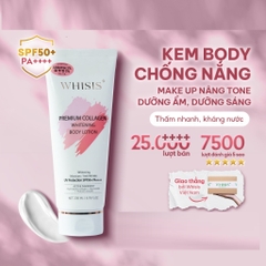 Combo Dưỡng Thể Ngày&Đêm X2 Dưỡng Da Sáng Hồng Body Whisis Premium Collagen + Glutathione Whitening Body Lotion 200ml