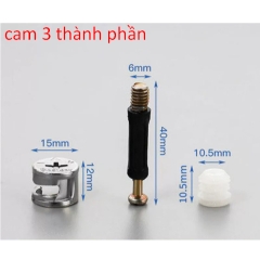 Bộ ốc cam liên kết chốt gỗ 3 thành phần 2 thành phần cao cấp dày dặn