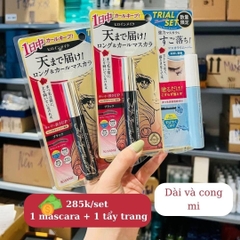 Set mascara KISS ME mắt + tẩy trang dài và cong mi (màu đỏ)