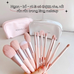 Bộ cọ trang điểm CELIN 12 cây + có túi (hồng)