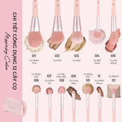 Bộ cọ trang điểm CELIN 12 cây + có túi (hồng)