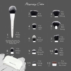Bộ cọ trang điểm CELIN 12 cây + có túi (trắng)
