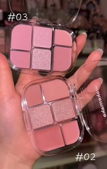 Phấn mắt + bắt sáng + má WAKEMAKE soft sheer 6ô - #01 coral hertz