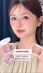 Phấn mắt + bắt sáng + má WAKEMAKE soft sheer 6ô - #01 coral hertz