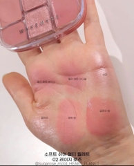 Phấn mắt + bắt sáng + má WAKEMAKE soft sheer 6ô - #01 coral hertz