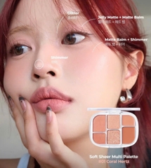 Phấn mắt + bắt sáng + má WAKEMAKE soft sheer 6ô - #01 coral hertz