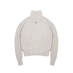BONE WHITE ZIP KNIT