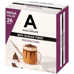 HỘP 26 GÓI CÀ PHÊ HÒA TAN 99% KHÔNG ĐƯỜNG MÍA, AVALANCHE Coffee Sticks, Mochaccino / Cappuccino, 416g
