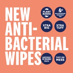 TÚI KHĂN ƯỚT DIỆT KHUẨN SIZE LỚN NHẤT Tuffy Wipes Xlarge 99.9% Antibacteria, GỐC THỰC VẬT Plant Based - KHÔNG CHỨA NHỰA