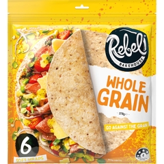 TÚI 6 BÁNH WRAP / TORTILLA Rebel Bakehouse, Spinach / Capsicum & Garlic / Wholegrain, Giàu Xơ, 378g