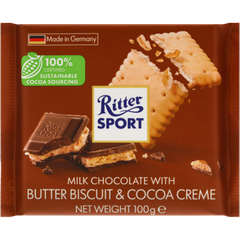 THANH SOCOLA VUÔNG Ritter Sport Alpine Milk / Strawberry Yogurt / Butter Biscuit / Hazelnuts, 100g