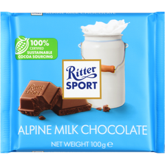 THANH SOCOLA VUÔNG Ritter Sport Alpine Milk / Strawberry Yogurt / Butter Biscuit / Hazelnuts, 100g