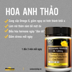 VIÊN UỐNG TINH DẦU HOA ANH THẢO GO HEALTHY Evening Primrose Oil 1,000mg, Omega 6, ÉP LẠNH Cold Pressed
