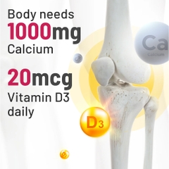 VIÊN UỐNG BỔ SUNG CANXI CHO XƯƠNG GO Healthy GO Calcium - D3 - K2, 1-A-Day Natural Source, Thành phần tự nhiên & Non-GMO