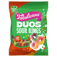 KẸO DẺO TRÁI CÂY RJ’s Fabulicious, Sherbet Fizz & Duos Gummy Rings, KHÔNG DẦU CỌ Palm Oil Free, KHÔNG MÀU – MÙI NHÂN TẠO